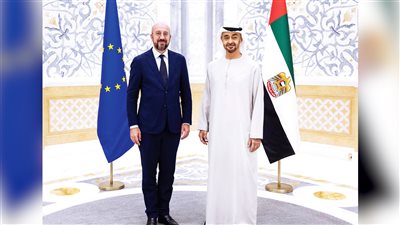 الشيخ محمد بن زايد يبحث مع رئيس المجلس الأوروبي أوضاع المنطقة
