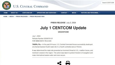 الجيش الأميركي: دمرنا موقع رادار للحوثيين خلال الساعات الـ24 الماضية 