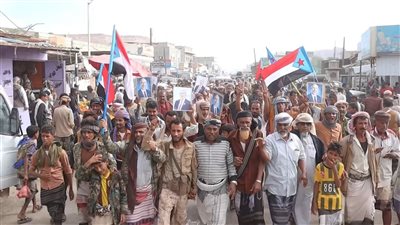 تظاهرة جماهيرية لأبناء يافع رصد احتفالًا بالنصر وللمطالبة بإعلان دولة الجنوب العربي